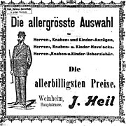 Anzeige des Warenhauses J. Heil