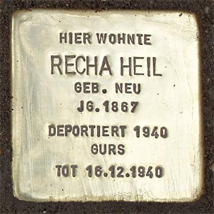 Stolperstein  Recha Heil, geb. Neu