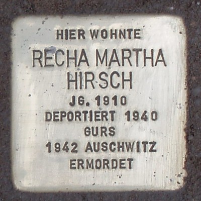 Stolperstein  <u>Recha</u> Martha Hirsch