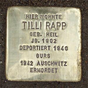 Stolperstein  Tilli Rapp, geb. Heil