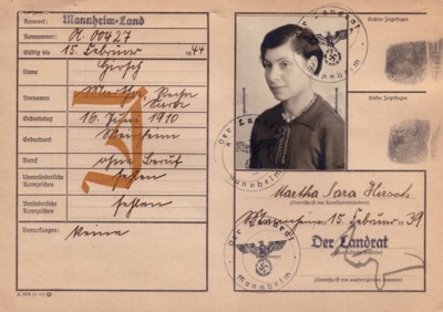Volkskarteikarte  <u>Recha</u> Martha Hirsch