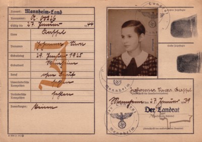 Volkskarteikarte  Johanna Katz, geb. Kassel