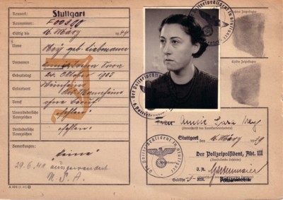 Volkskarteikarte  Annie Irma Ney, geb. Liebmann