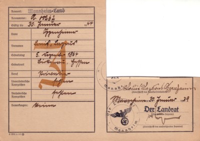Volkskarteikarte  Louis (Elieser) Oppenheimer
