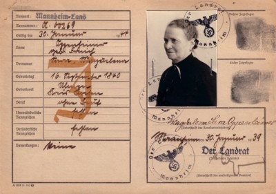 Volkskarteikarte  Magdalena Oppenheimer, geb. Fernich